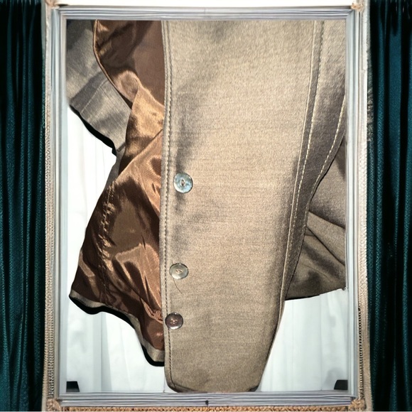 VTG Fabulous Annie Reva 2 pc skirt suit Olive green Made in Canada Silk blend - Picture 9 of 13